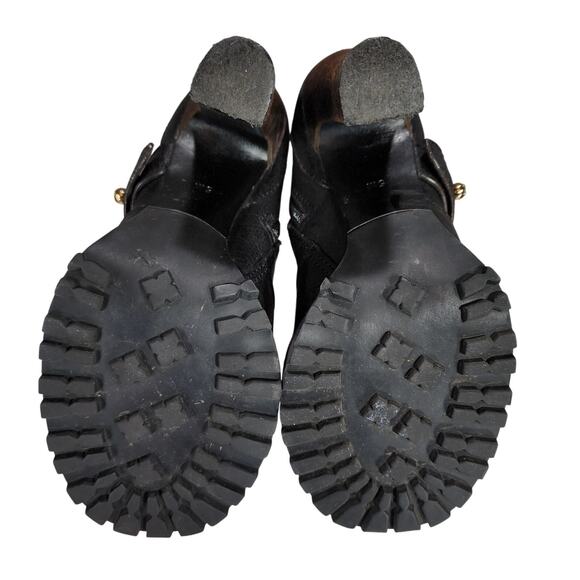 Tory Burch sz 5 Landers Moto Ankle Boots Bootie Women Black Lug Sole Studs 3.5" - Picture 10 of 13